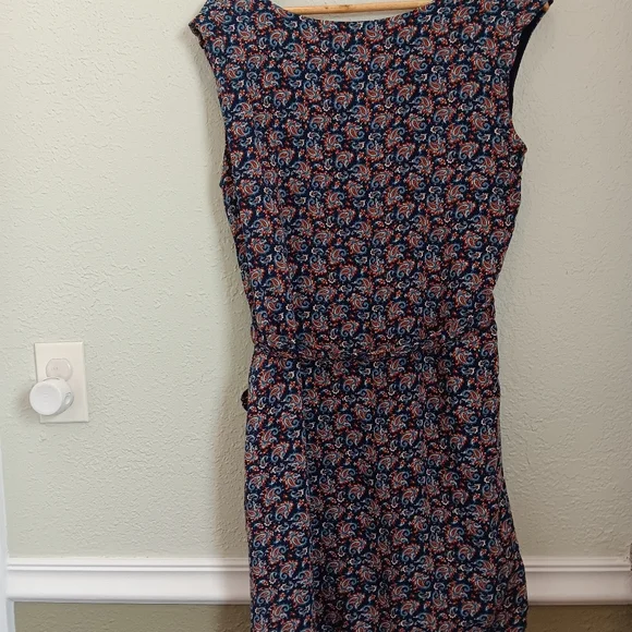 Market Spruce Paisley Sleevless Rayon Midi Dress Woth Tie Waist - Picture 6 of 7